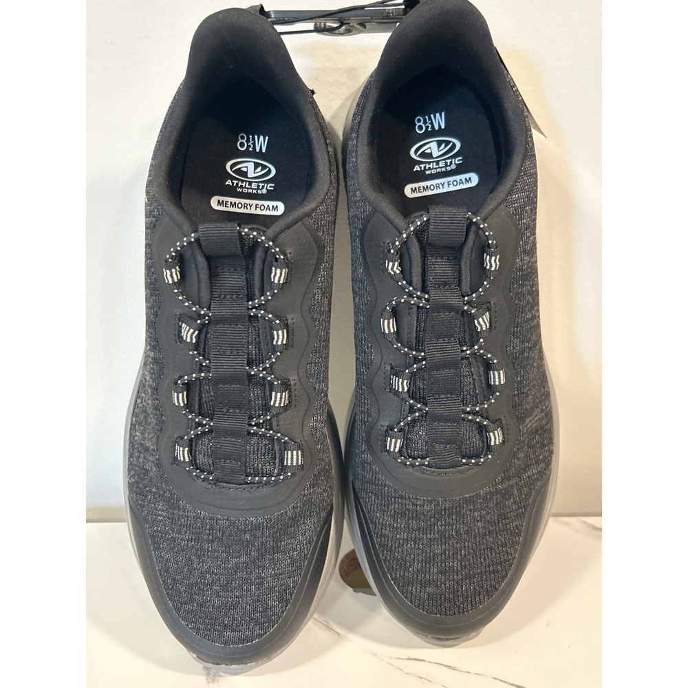 Athletic Works Rudy III WW Mens Black Memory Foam Sneakers Wide Width 8.5W‎ NEW
